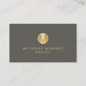 Chique Faux Gold Minimalistisch Monogram Visitekaa Visitekaartje (Voorkant)