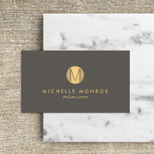 Chique Faux Gold Minimalistisch Monogram Visitekaa