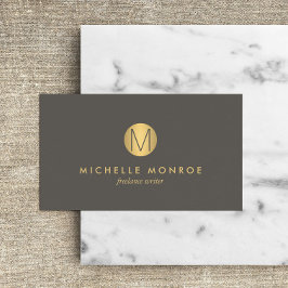 Chique Faux Gold Minimalistisch Monogram Visitekaa Visitekaartje