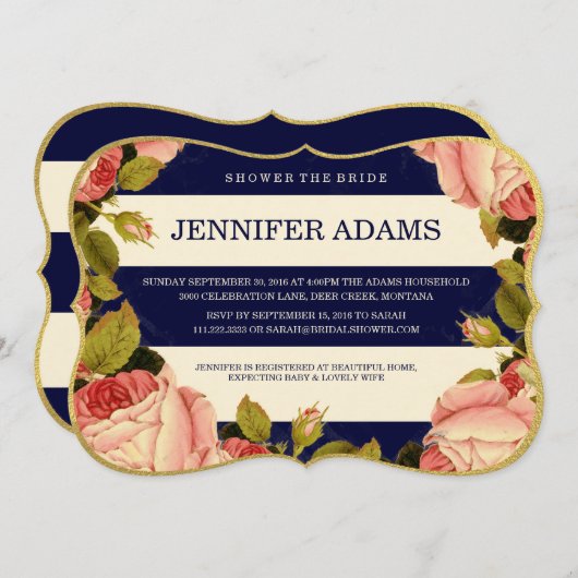 CHIQUE FAUX GOUD | BOTANISCH VRIJGEZELLENFEEST INV KAART (Voorkant / Achterkant)