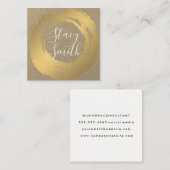 Chique Faux Goud Geborsteld Glamour Vierkante Visitekaartje (Voorkant / Achterkant)