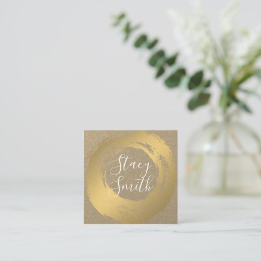 Chique Faux Goud Geborsteld Glamour Vierkante Visitekaartje (Staand voorkant)