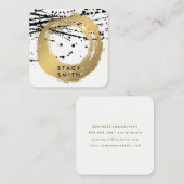 Chique Faux Goud Geborsteld | Kunstmatige inktspat Vierkante Visitekaartje (Voorkant / Achterkant)