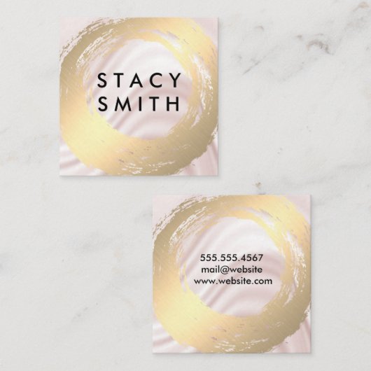 Chique Faux Goud Geborsteld Zijde Drapery Vierkante Visitekaartje (Voorkant / Achterkant)