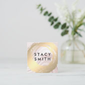 Chique Faux Goud Geborsteld Zijde Drapery Vierkante Visitekaartje (Staand voorkant)