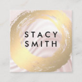 Chique Faux Goud Geborsteld Zijde Drapery Vierkante Visitekaartje (Voorkant)