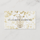 Chique faux gouden confetti hamsa hand van Fatima Visitekaartje (Voorkant)