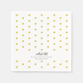 Chique faux gouden harten patroon op witte bruilof servet