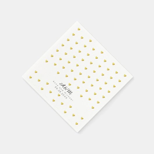 Chique faux gouden harten patroon op witte bruilof servet (Hoek)