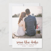 Chique Faux koperen Roos Script met Stippen Foto Save The Date (Voorkant)