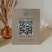 Chique Faux Kraft Business Logo Custom QR Code Reclamebord Met Voetstuk