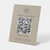 Chique Faux Kraft Business Logo Custom QR Code Reclamebord Met Voetstuk (Voorkant)
