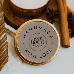 Chique Faux Kraft Business Logo Handgemaakt Met Li Ronde Sticker