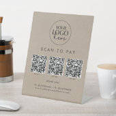 Chique Faux Kraft Business Logo QR Code Scan om te Reclamebord Met Voetstuk (Insitu)