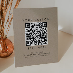 Chique Faux Kraft Business of Bruiloft Custom QR C Reclamebord Met Voetstuk