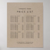Chique Faux Kraft Business Services prijslijst Poster (Voorkant)