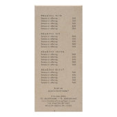 Chique Faux Kraft Dubbelzijdige zakelijke prijslij Reclamekaart (Achterkant)