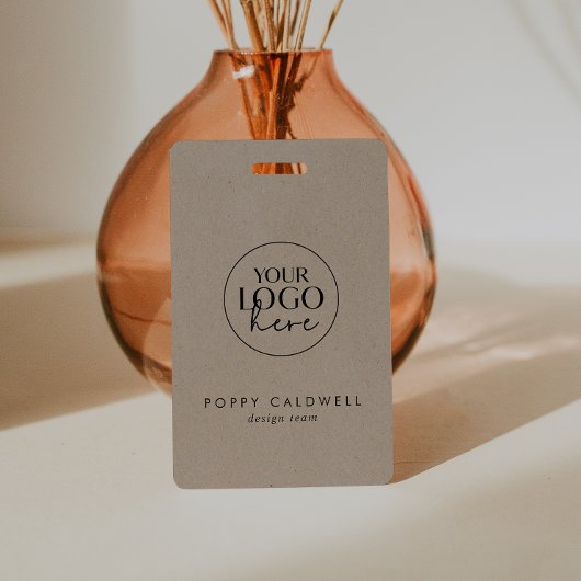 Chique Faux Kraft Logo QR Code Medewerker ID Kaart Badge