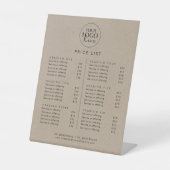 Chique Faux Kraft Logo Zakelijke prijslijst Reclamebord Met Voetstuk (Voorkant)