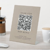 Chique Faux Kraft Typografie Bar Menu QR Code Reclamebord Met Voetstuk (Insitu)