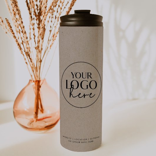 Chique Faux Kraft Typografie Custom Business Logo Thermosbeker