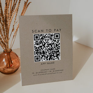 Chique Faux Kraft Typografie Zakelijke Scan te Bet Reclamebord Met Voetstuk