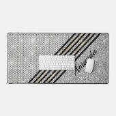 Chique faux kristal en zilveren glitter girly bureaumat (Keyboard & Muis)