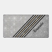 Chique faux kristal en zilveren glitter girly bureaumat (Voorkant)