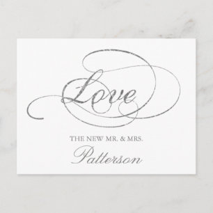 Chique Faux Zilveren Folie Bruiloft Dank u Sjabloo Briefkaart