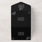 Chique Faux Zilveren Folie Monogram Trouwringen All In One Uitnodiging (Buitenkant)