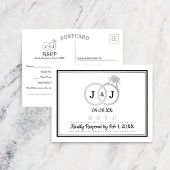 Chique Faux Zilveren Folie Monogram Trouwringen RS Uitnodiging Briefkaart