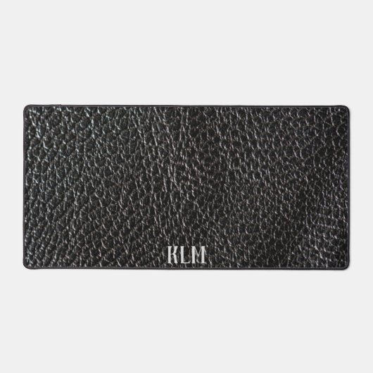 Chique Faux zwart leer met monogram Bureaumat (Voorkant)