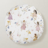 Chique feeën Wildflower Meadow Rond Kussen (Achterkant)