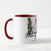 Chique Feestelijke Elegante Script Kerst 3 Foto Mok (Links)