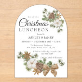 Chique feestelijke katoenen dennen zakelijke kerst acryl uitnodigingen (Voorkant)