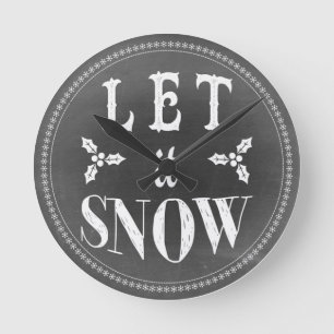 Chique Feestelijke Krijtbord Laat het Sneeuwen Ronde Klok