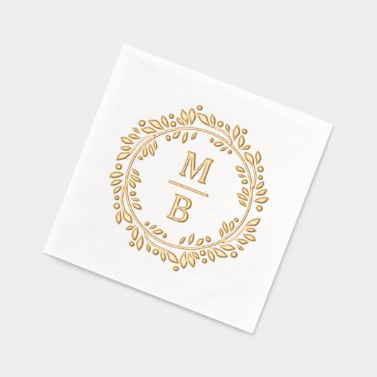 Chique feestelijke verfijnde botanische krans folie servetten (Links)