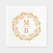 Chique feestelijke verfijnde botanische krans folie servetten (Voorkant)