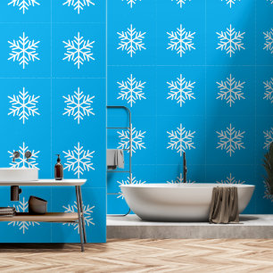 Chique Festieve Witte Sneeuwvlok Op Helder Azuurbl Behang