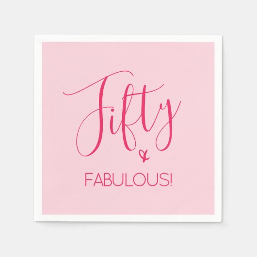 Chique Fifty & FABULOUS in roze 50ste verjaardag p Servet (Voorkant)