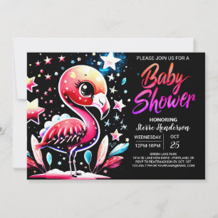 Chique Flamingo bewerkbaar Baby shower Kaart