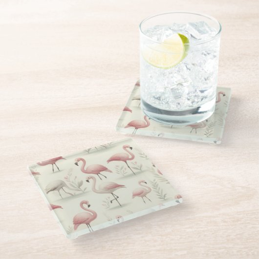 Chique Flamingo Glazen Onderzetter (Schuin)