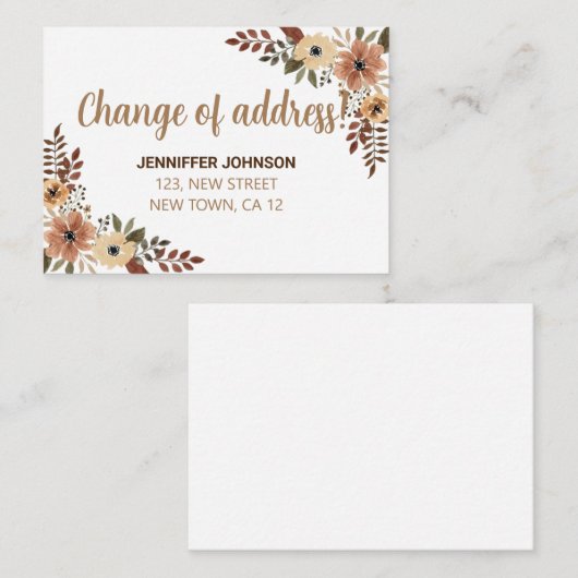 Chique Flora Adreswijziging Aankondiging Kaart (Voorkant / Achterkant)