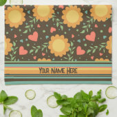 Chique Floral aangepaste naam of offerte plezier  Theedoek (Gevouwen)