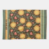 Chique Floral aangepaste naam of offerte plezier  Theedoek (Horizontaal)