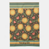 Chique Floral aangepaste naam of offerte plezier  Theedoek (Verticaal)