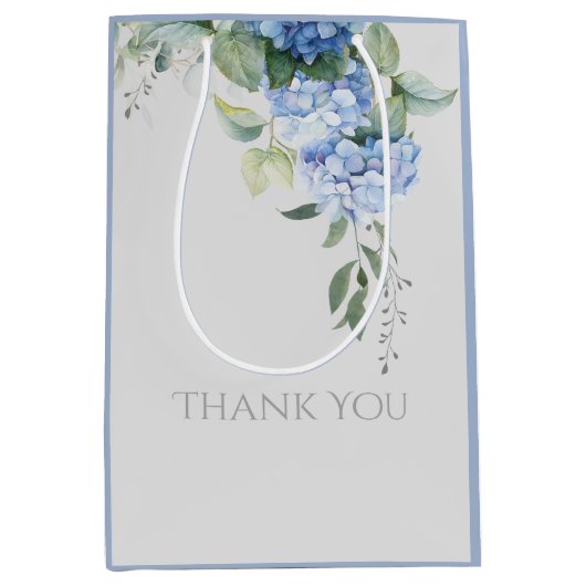 Chique Floral Blue Hydrangea Periwinkle bruiloft Medium Cadeauzakje (Voorkant)
