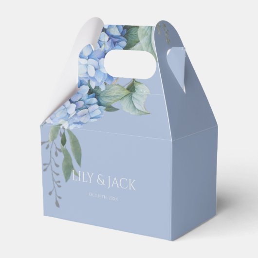 Chique Floral Blue Periwinkle Hydrangea Bedankdoosjes (Achterkant)