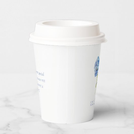 Chique Floral Dusty Blue Hydrangea Event Bruiloft Papieren Bekers (Rechts)