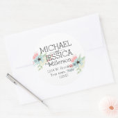 Chique Floral Gepersonaliseerd adres Ronde Sticker (Envelop)